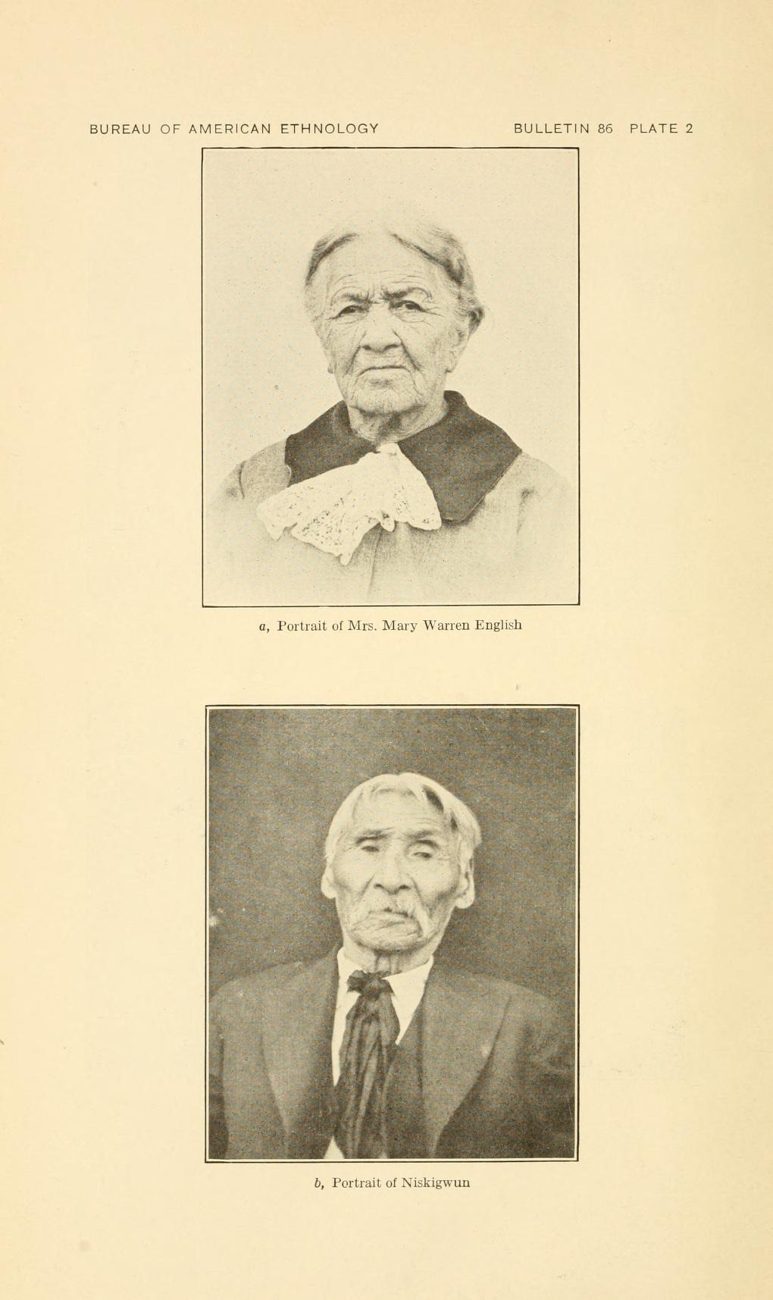 Plate 2. a, Portrait of Mrs. Mary Warren English; b, Portrait of Niskigwun